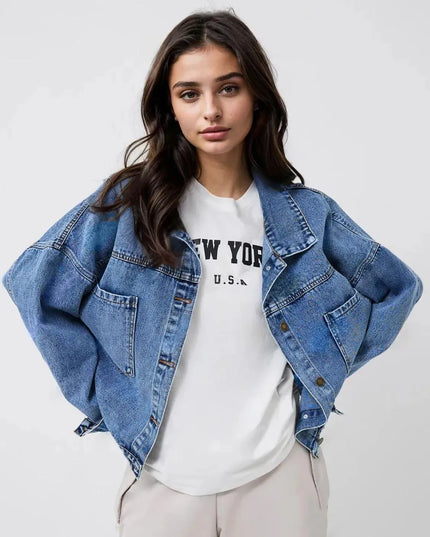 Pocketed Button Up Long Sleeve Denim Top - ShopEasier