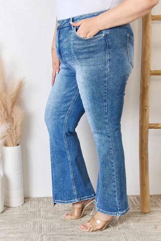 RISEN Full Size High Rise Ankle Flare Jeans - ShopEasier