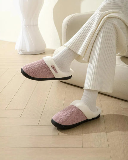 Cozy Horn Buckle Fuzzy Flat Slippers