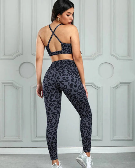 Leopard Cutout Sports Bra and Leggings Set - ShopEasier