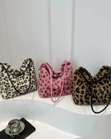 Wild Print Plush Shoulder Bag