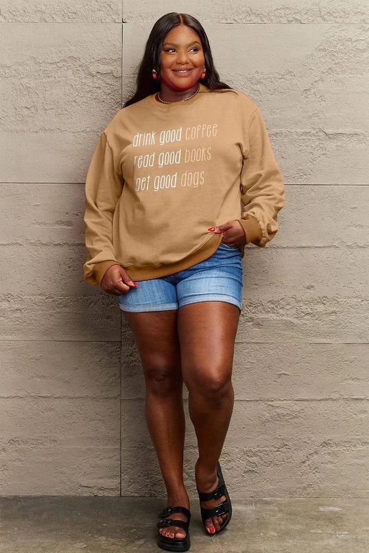 Simply Love Full Size Letter Graphic Round Neck Sweatshirt - ShopEasier