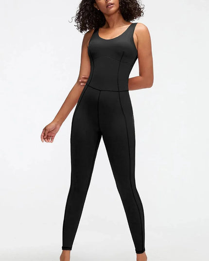 Crisscross Wide Strap Active Jumpsuit - ShopEasier