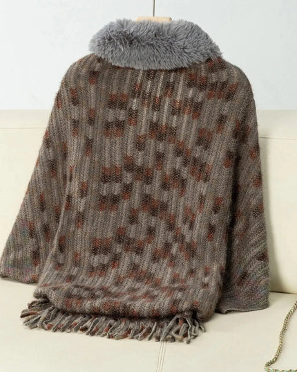 Fringed Fuzzy Open Front Cape