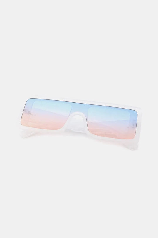 Gafas de sol rectangulares de policarbonato con protección UV400 y estuche