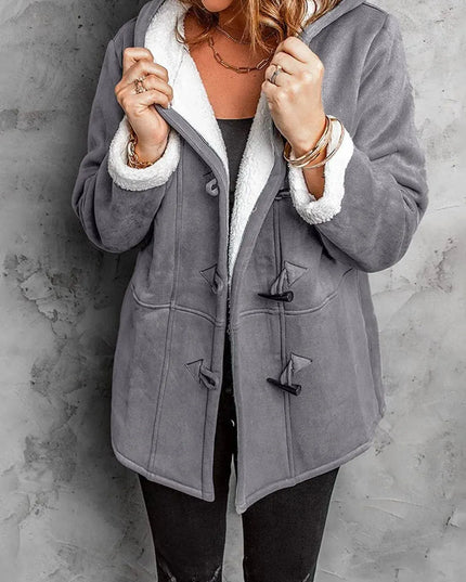 Hooded Toggle Jacket with Pockets and Long Sleeves