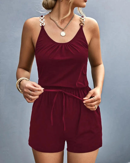 Scoop Neck Romper with Pockets - ShopEasier