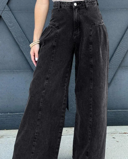 High Rise Wide Leg Jeans with Pockets