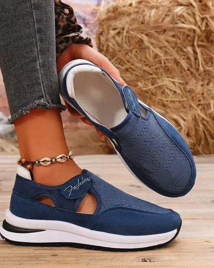 Zapatillas de plataforma con punta redonda de malla