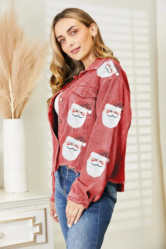 Sequin-Embellished Raw Hem Santa Jacket