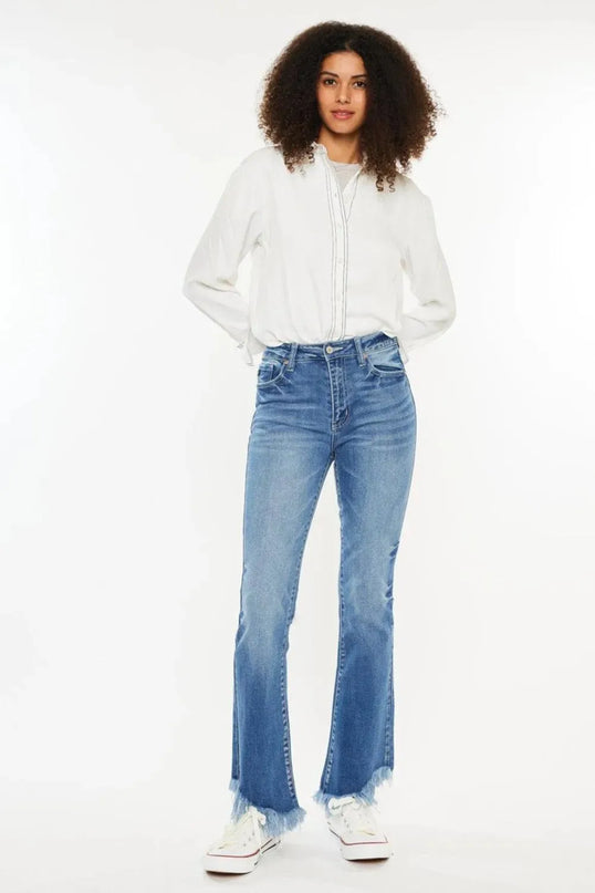 Kancan High Rise Frayed Hem Jeans - ShopEasier