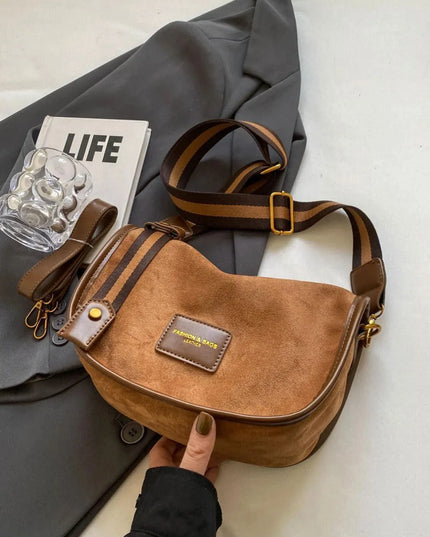 Suede Adjustable Strap Shoulder Bag