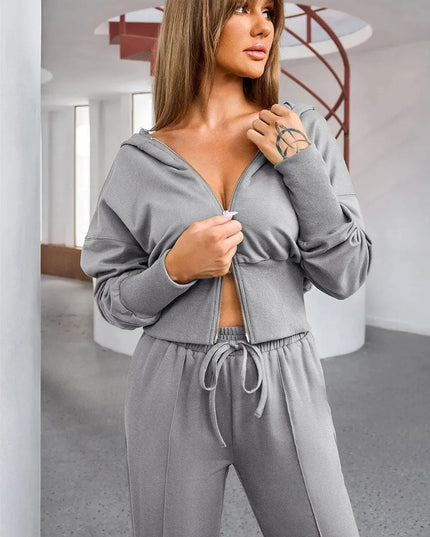 Casual Dropped Shoulder Hoodie and Drawstring Pants Duo Set