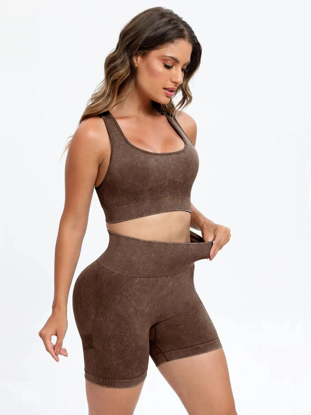 Scoop Neck Wide Strap Top and Shorts Active Set - ShopEasier