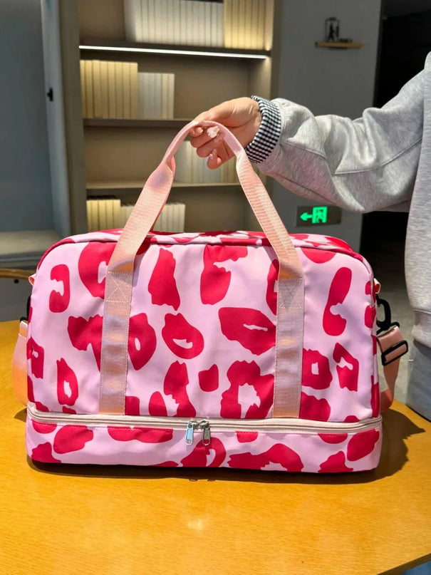 Bolsa de viaje de tela Oxford con estampado de leopardo