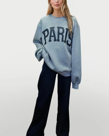 PARIS Basic Bae Long Sleeve Scuba Sweatshirt with Round Neck