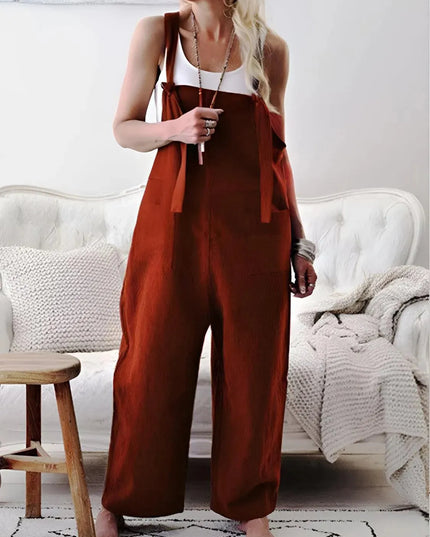 Pocketed Wide Strap Overalls - ShopEasier