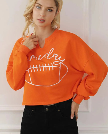 Touchdown Ready Football Graphic Notched Sweatshirt