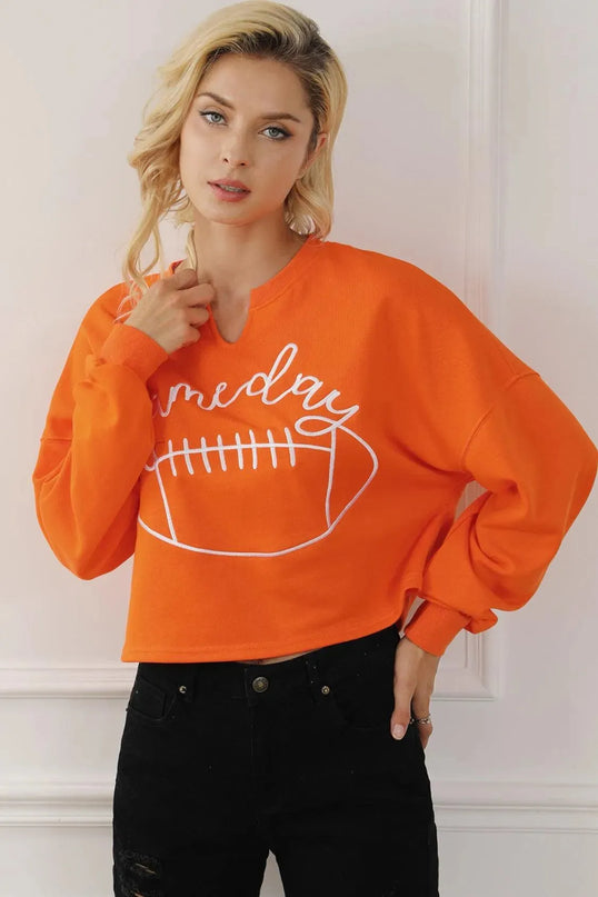 Touchdown Ready Football Graphic Notched Sweatshirt