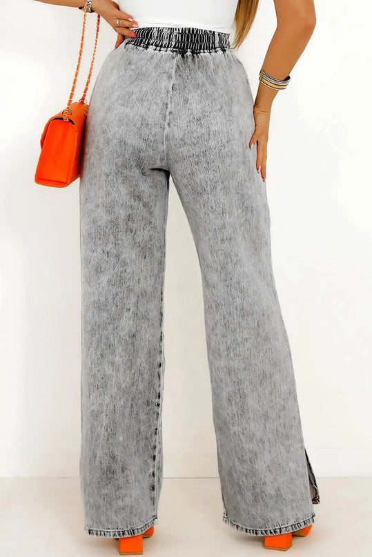 Slit Drawstring Jeans with Pockets - ShopEasier