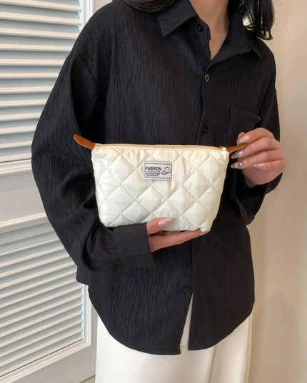 Solid Quilted Clutch with Zipper