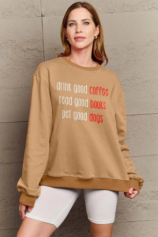 Simply Love Full Size Letter Graphic Round Neck Sweatshirt - ShopEasier