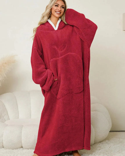 Pocketed Contrast Long Sleeve Hooded Lounge Dress