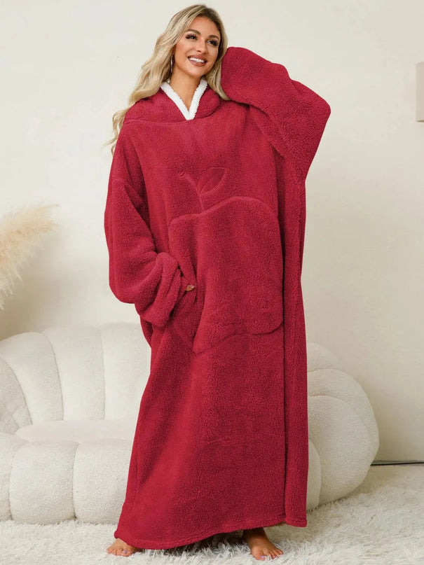 Pocketed Contrast Long Sleeve Hooded Lounge Dress