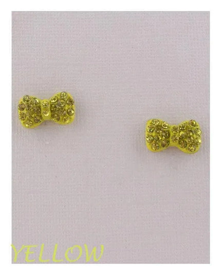 Bow earrings w/decorative rhinestones - ShopEasier