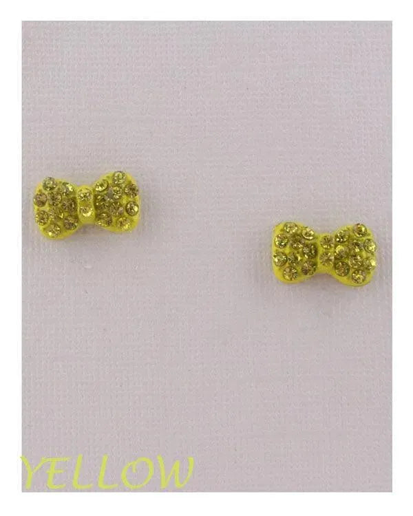 Bow earrings w/decorative rhinestones - ShopEasier