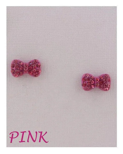 Bow earrings w/decorative rhinestones - ShopEasier