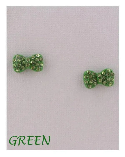 Bow earrings w/decorative rhinestones - ShopEasier