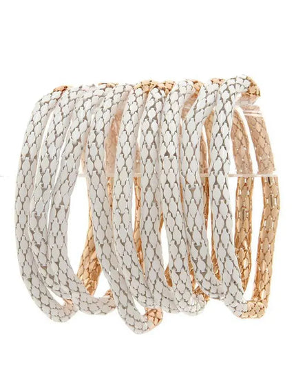 Two Tone Metal Stretch Bracelet Set - ShopEasier