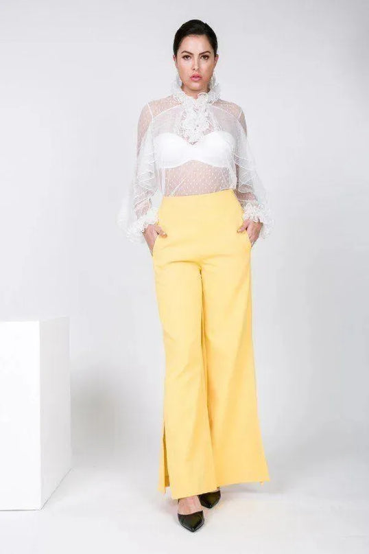 Side Slit Detail Wide Leg Pants - ShopEasier