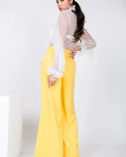 Side Slit Detail Wide Leg Pants - ShopEasier