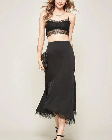 A Solid Woven Midi Skirt - ShopEasier