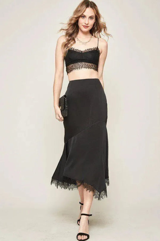 A Solid Woven Midi Skirt - ShopEasier