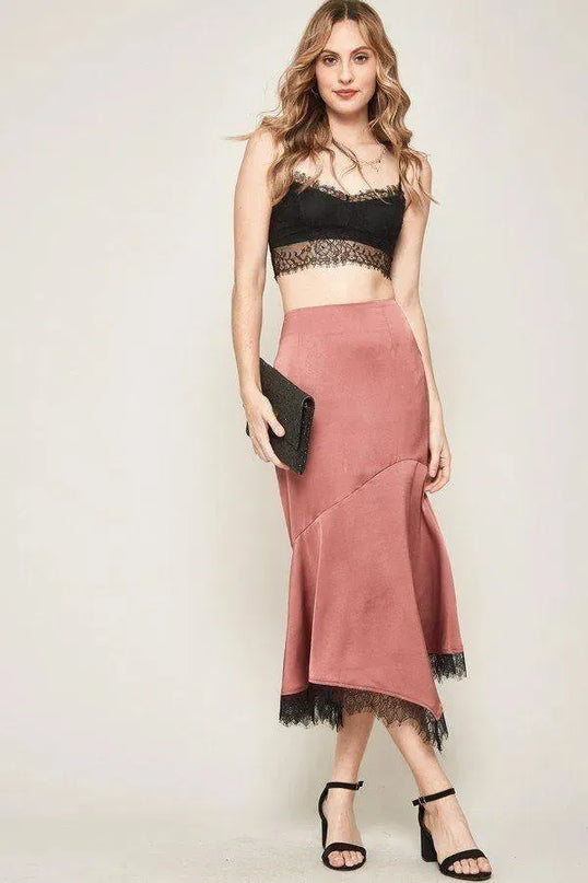 A Solid Woven Midi Skirt - ShopEasier