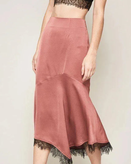 A Solid Woven Midi Skirt - ShopEasier