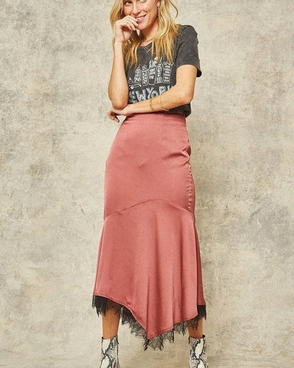 A Solid Woven Midi Skirt - ShopEasier