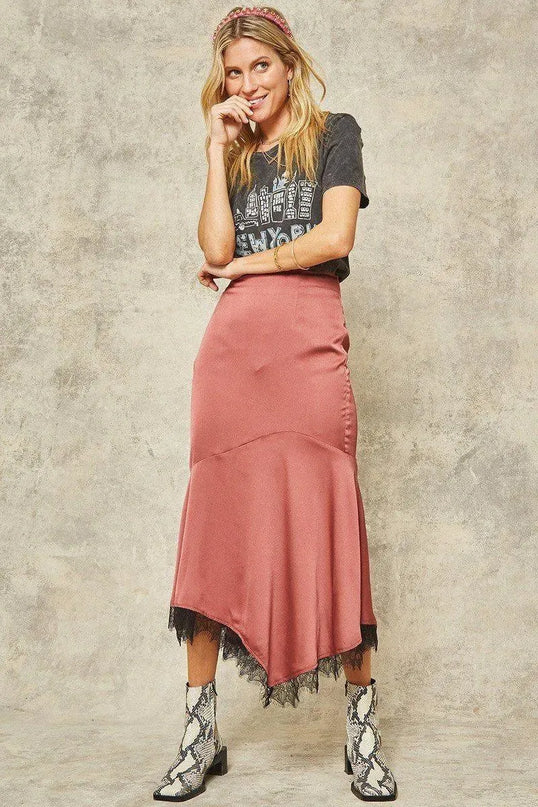 A Solid Woven Midi Skirt - ShopEasier