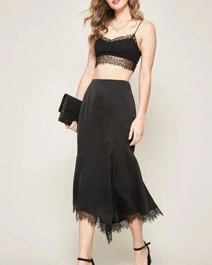 A Solid Woven Midi Skirt - ShopEasier