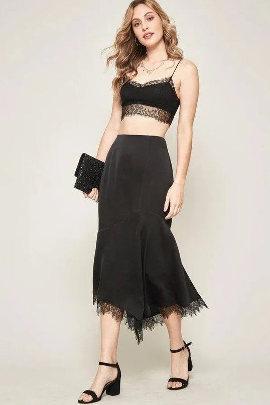 A Solid Woven Midi Skirt - ShopEasier