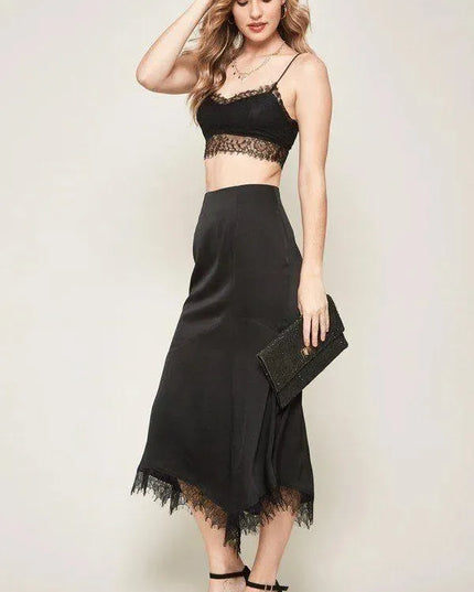 A Solid Woven Midi Skirt - ShopEasier