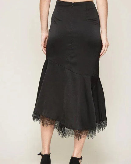 A Solid Woven Midi Skirt - ShopEasier