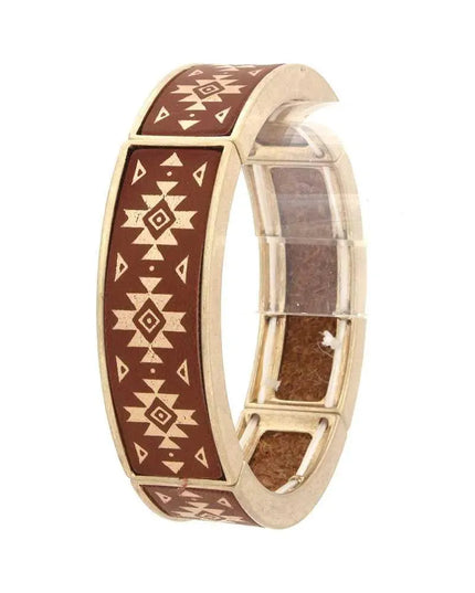 Aztec Pattern Metal Stretch Bracelet - ShopEasier