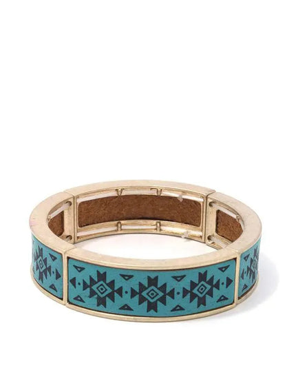 Aztec Pattern Metal Stretch Bracelet - ShopEasier