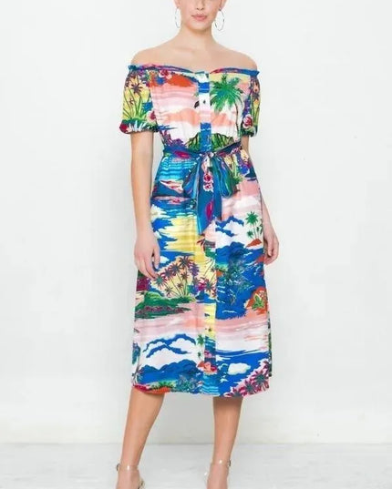 A Printed Woven Dress - ShopEasier