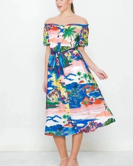 A Printed Woven Dress - ShopEasier