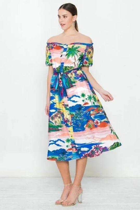 A Printed Woven Dress - ShopEasier